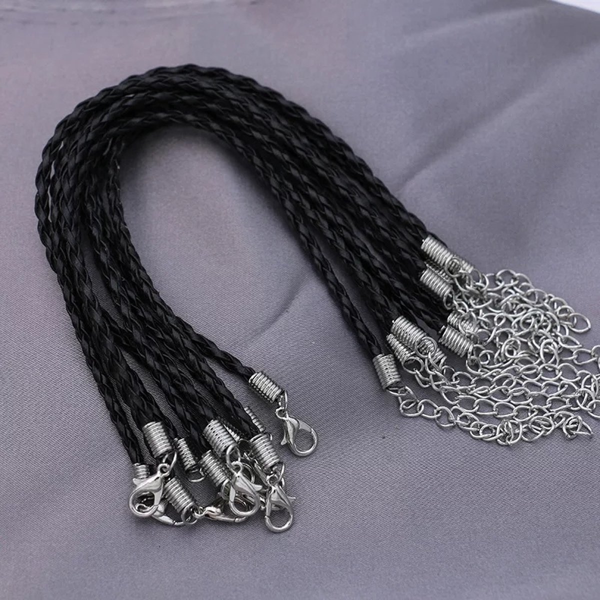 Armband koord 5 stuks | Zwarte armband Touw | Veter ketting | Sieraden